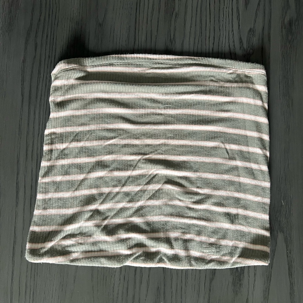 American Eagle Outfitters Green, Light Pink And White Striped Pencil Top